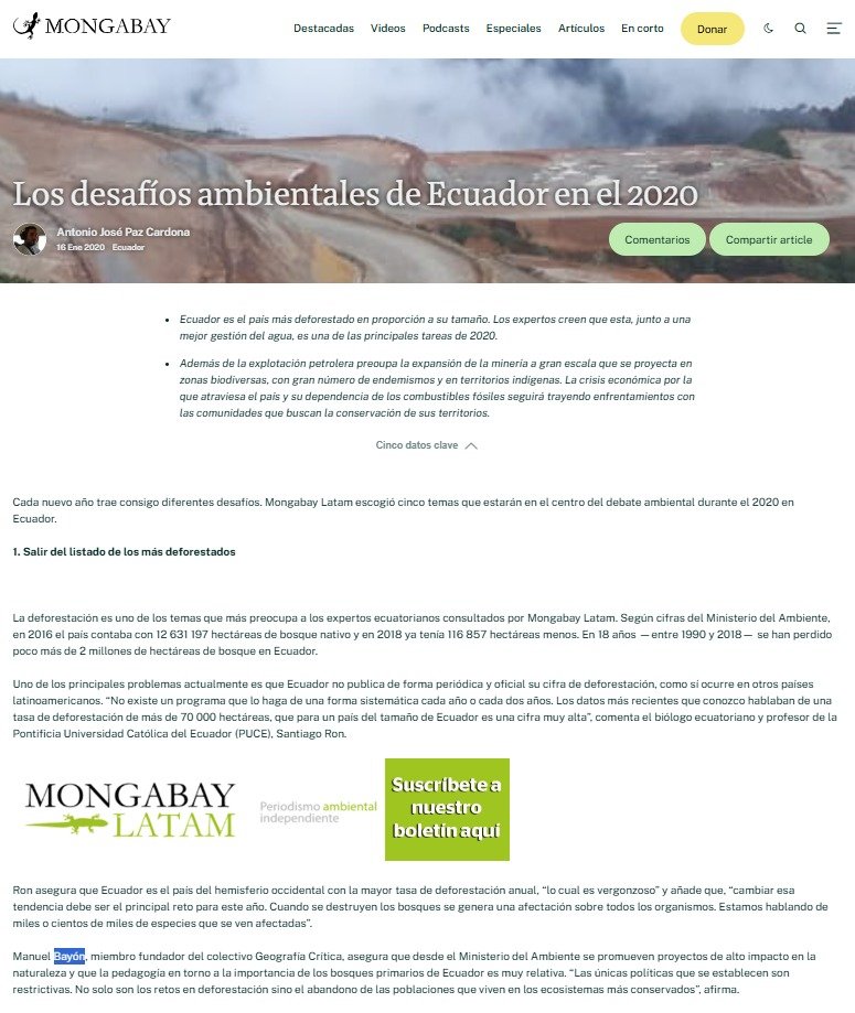 Mongabay Retos 2020